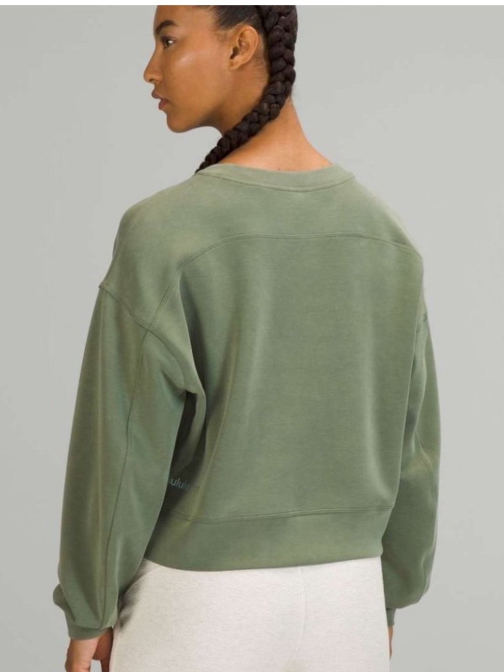 Lululemon Perfectly Oversized Cropped Crew *Softstreme™ Bronze Green Sz 2 - Picture 2 of 10